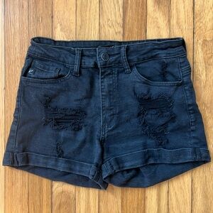 Black denim shorts